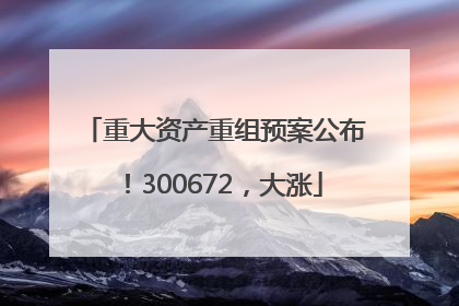 重大资产重组预案公布！300672，大涨